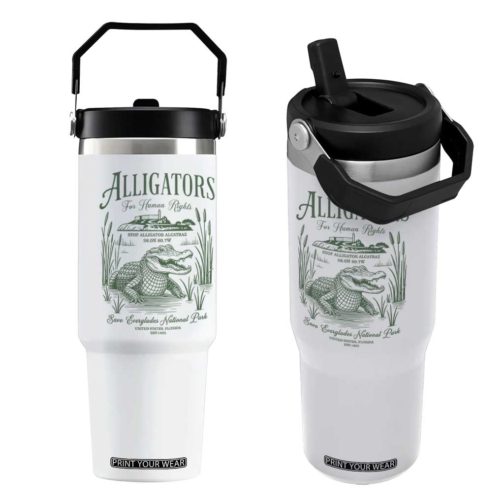 Alligators for Human Rights Flip Straw Tumbler Save Everglades Alcatraz TS02 One Size: 30 oz White Print Your Wear
