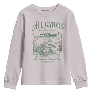 Alligators for Human Rights Youth Sweatshirt Save Everglades Alcatraz TS02 Ice Gray Print Your Wear