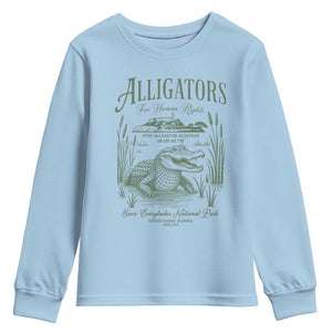 Alligators for Human Rights Youth Sweatshirt Save Everglades Alcatraz TS02 Light Blue Print Your Wear