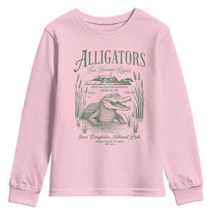 Alligators for Human Rights Youth Sweatshirt Save Everglades Alcatraz TS02 Light Pink Print Your Wear