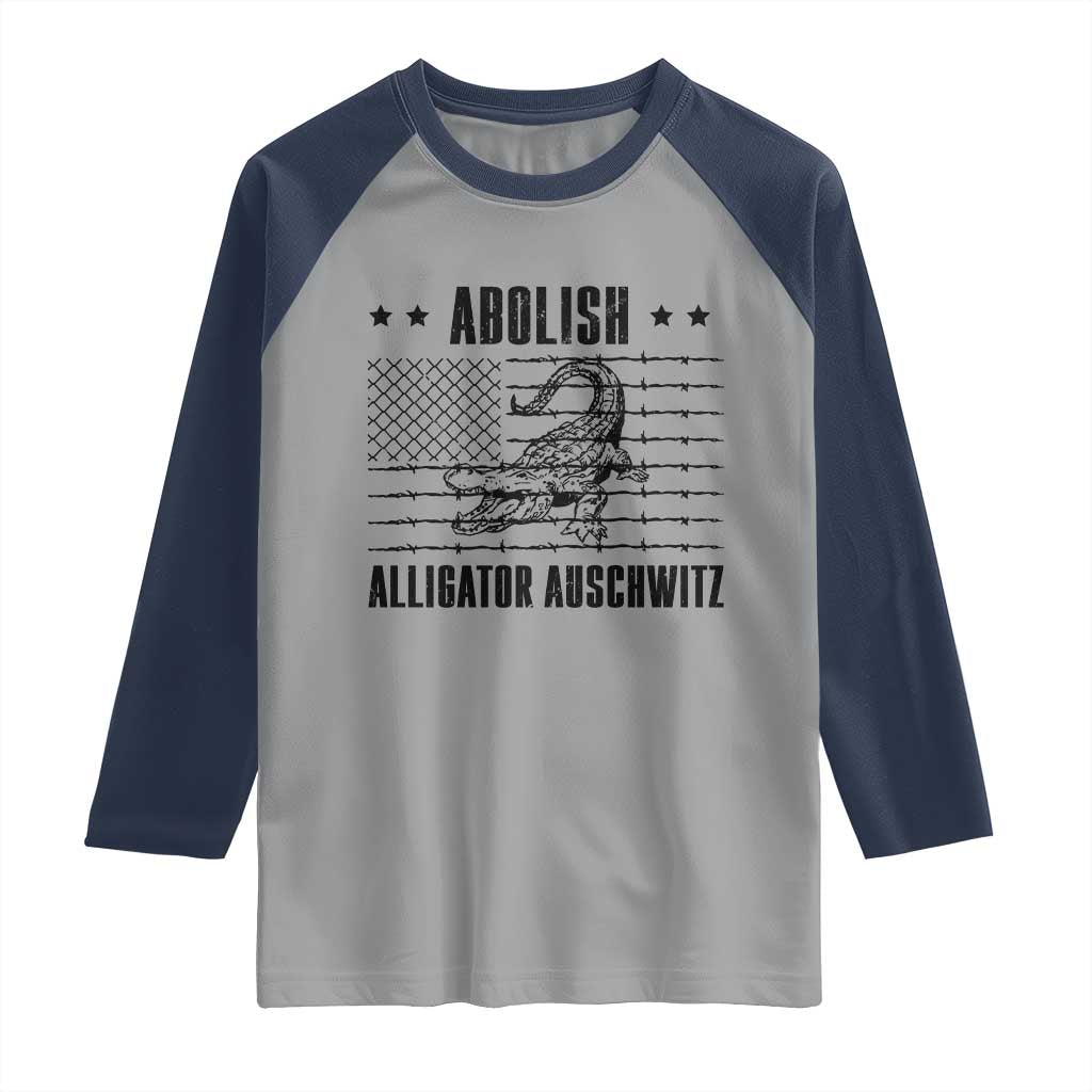 Abolish Alligator Prison Raglan Shirt Stop Alcatraz Sace Everglades TS02 Sport Gray Navy Print Your Wear