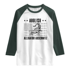 Abolish Alligator Prison Raglan Shirt Stop Alcatraz Sace Everglades TS02 White Dark Forest Green Print Your Wear
