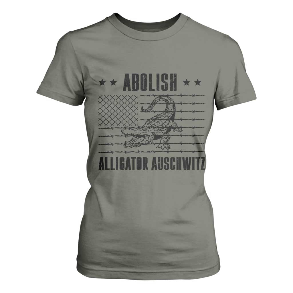 Abolish Alligator Prison T Shirt For Women Stop Alcatraz Sace Everglades TS02 Military Green Print Your Wear