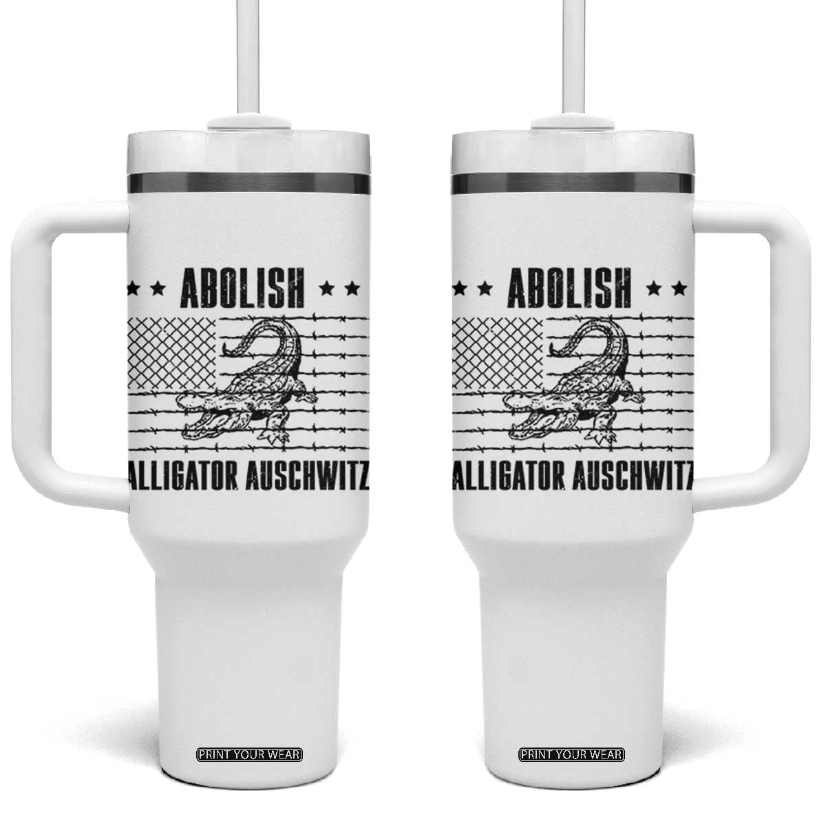 Abolish Alligator Prison Tumbler With Handle Stop Alcatraz Sace Everglades TS02 One Size: 40 oz White Print Your Wear