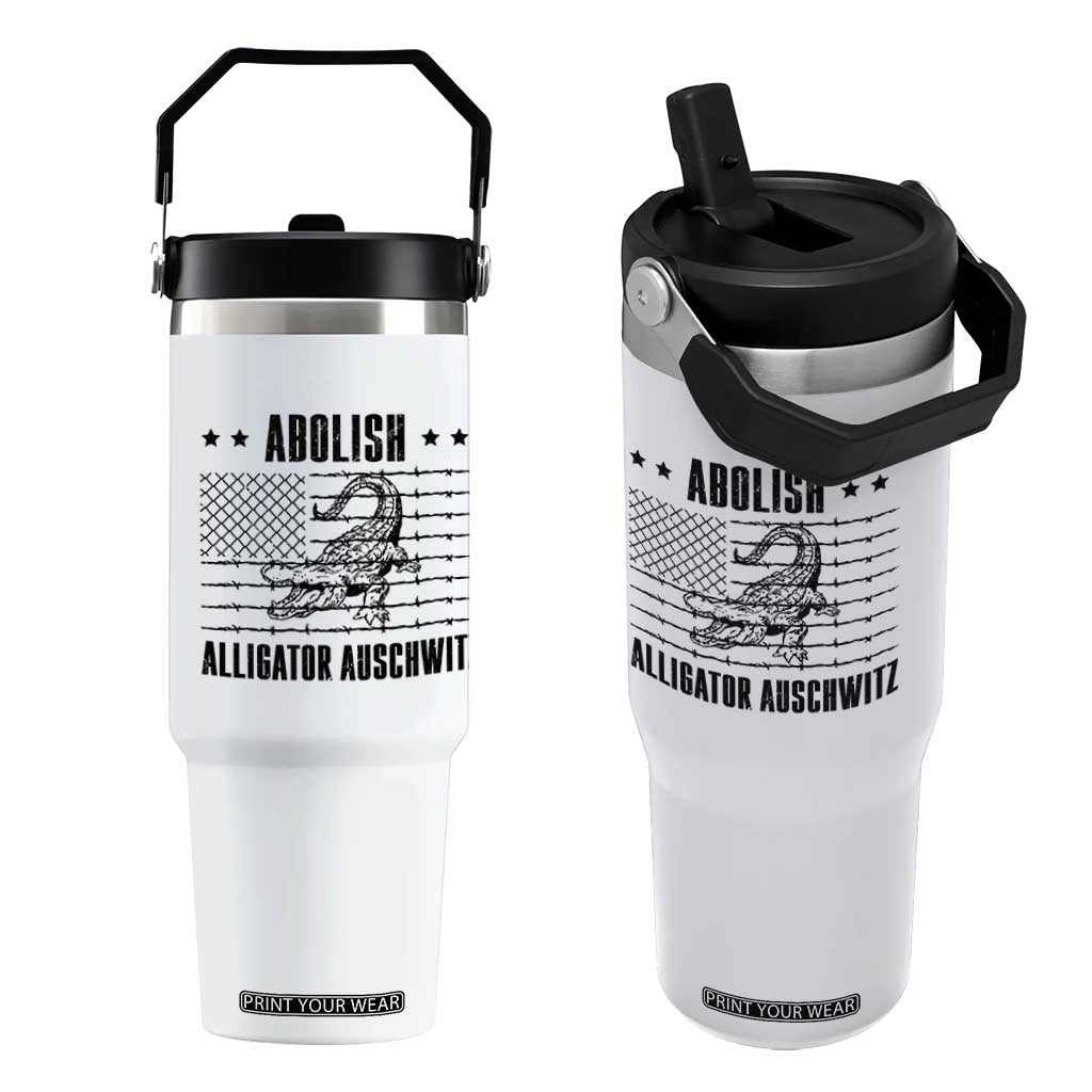 Abolish Alligator Prison Flip Straw Tumbler Stop Alcatraz Sace Everglades TS02 One Size: 30 oz White Print Your Wear