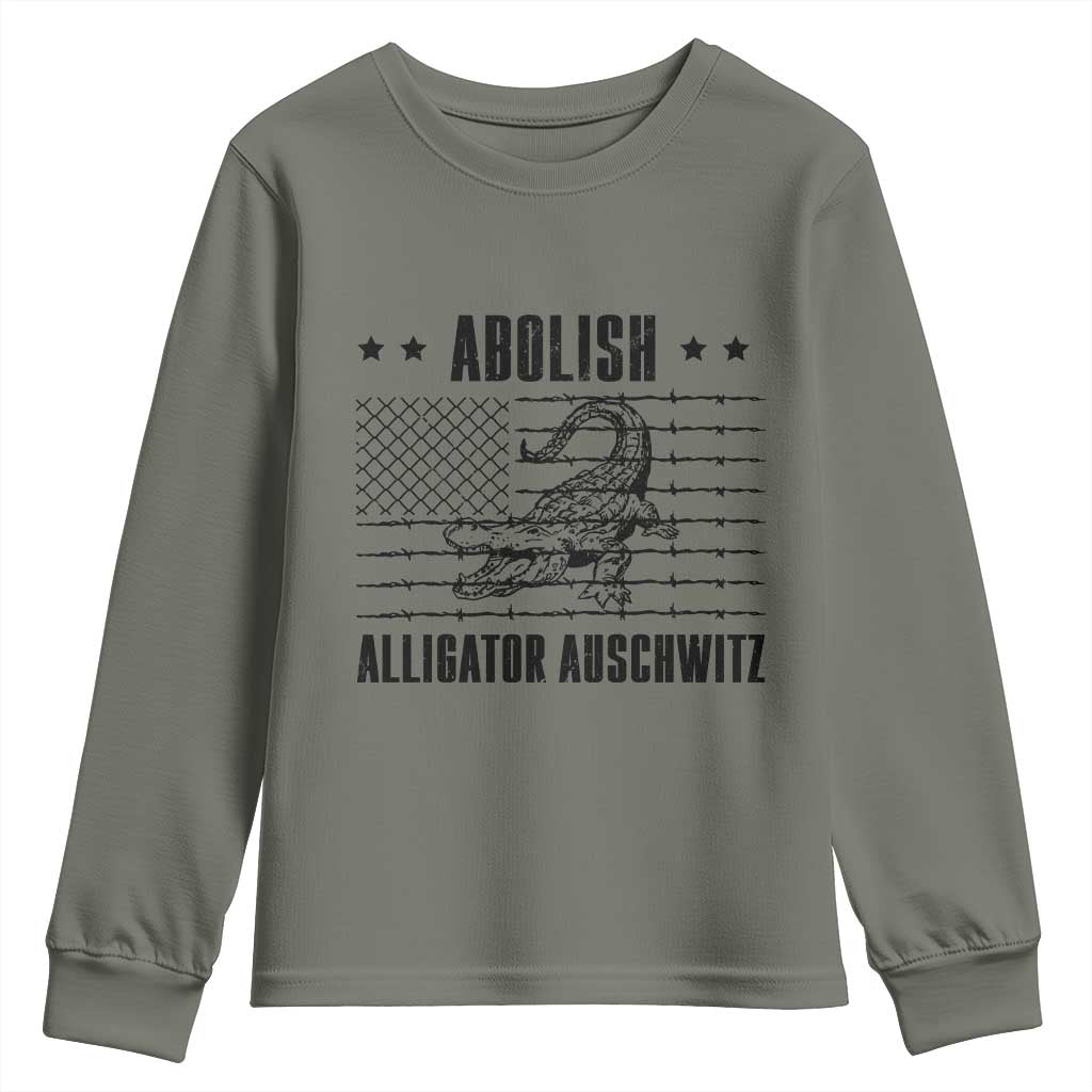 Abolish Alligator Prison Youth Sweatshirt Stop Alcatraz Sace Everglades TS02 Military Green Print Your Wear