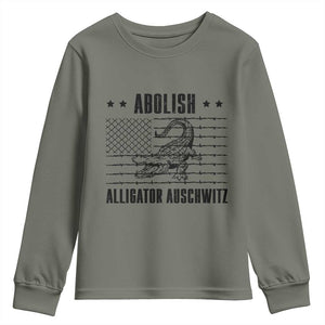 Abolish Alligator Prison Youth Sweatshirt Stop Alcatraz Sace Everglades TS02 Military Green Print Your Wear