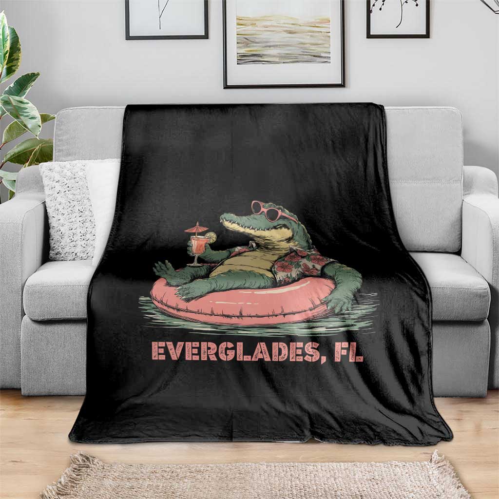 Funny Tropical Alligator Throw Blanket Everglades Florida FL Summer Vibe TS02 Print Your Wear