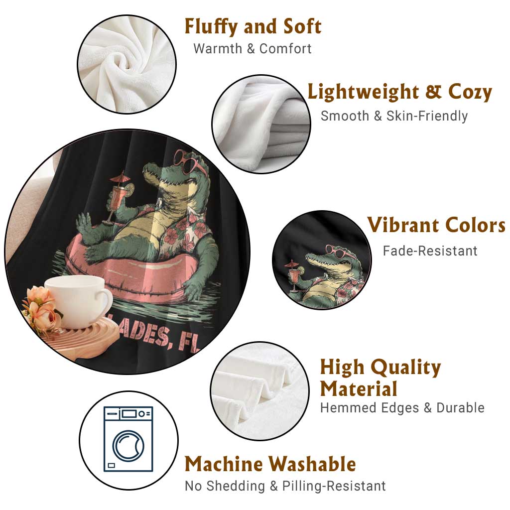 Funny Tropical Alligator Throw Blanket Everglades Florida FL Summer Vibe TS02 Print Your Wear