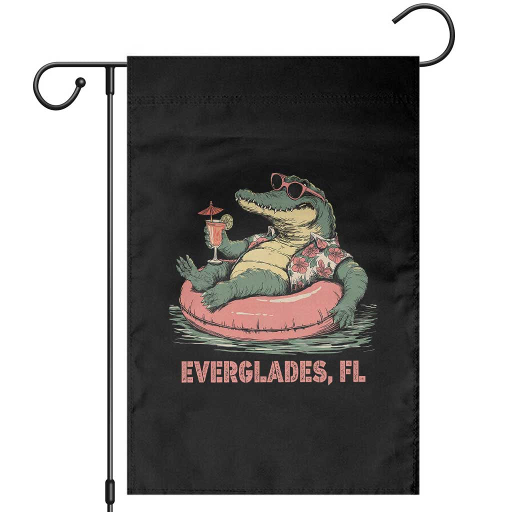 Funny Tropical Alligator Garden Flag Everglades Florida FL Summer Vibe TS02 Black Print Your Wear