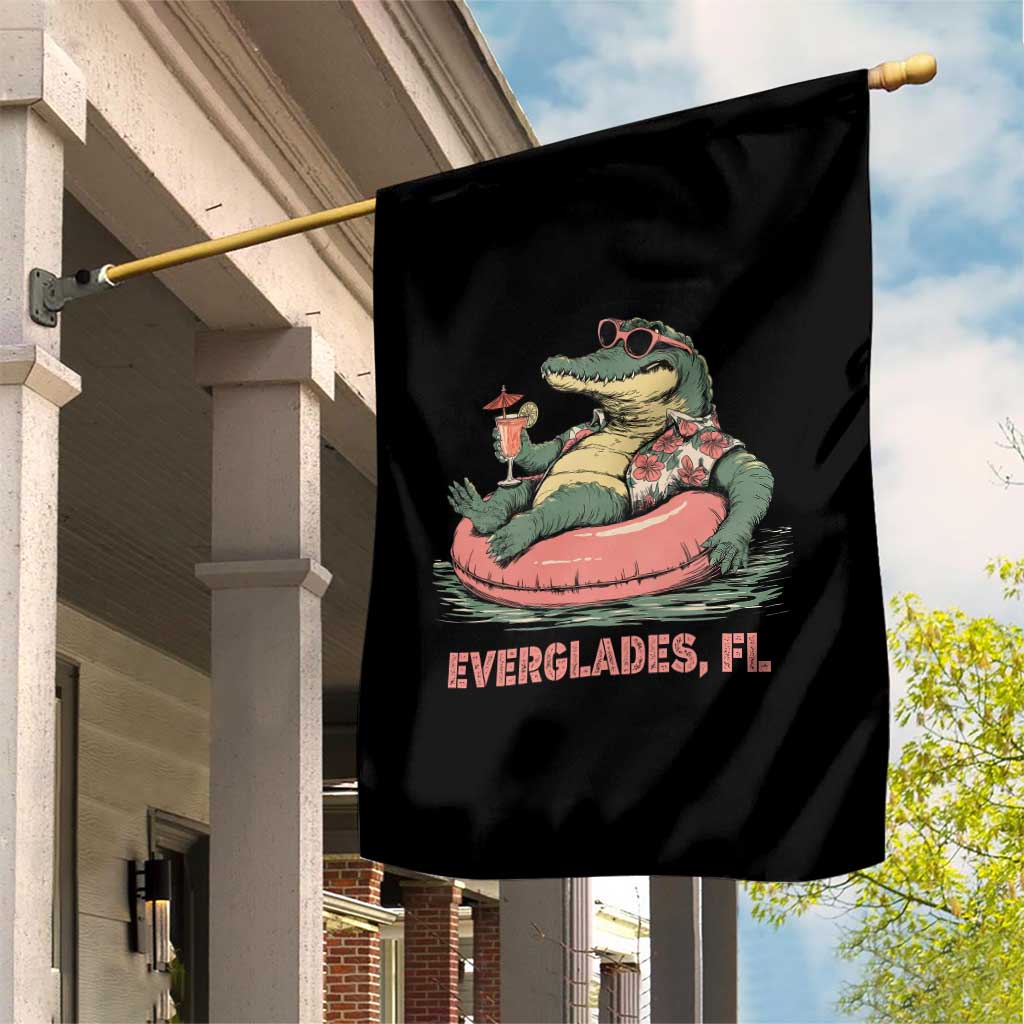 Funny Tropical Alligator Garden Flag Everglades Florida FL Summer Vibe TS02 Print Your Wear