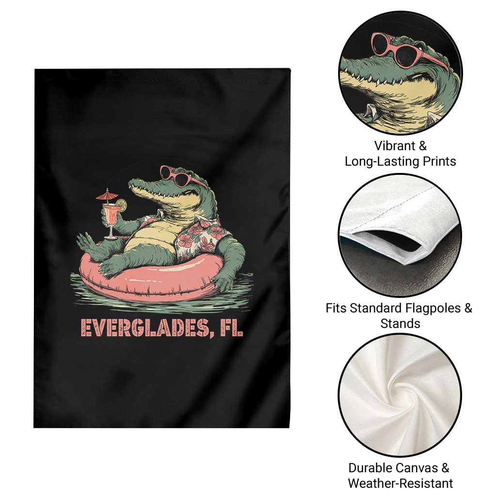 Funny Tropical Alligator Garden Flag Everglades Florida FL Summer Vibe TS02 Print Your Wear