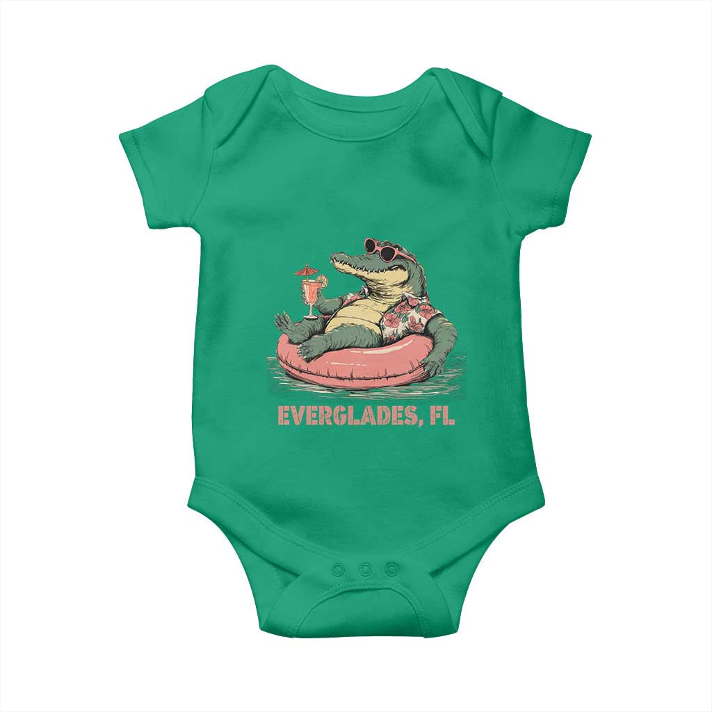 Funny Tropical Alligator Baby Onesie Everglades Florida FL Summer Vibe TS02 Irish Green Print Your Wear