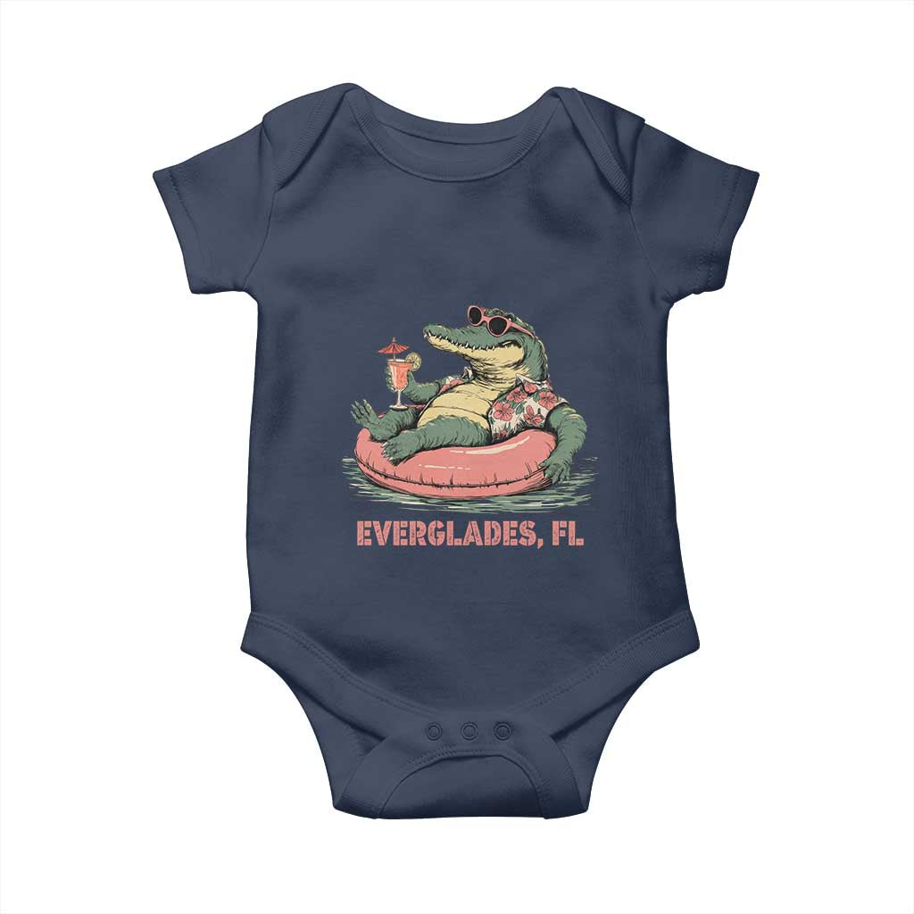 Funny Tropical Alligator Baby Onesie Everglades Florida FL Summer Vibe TS02 Navy Print Your Wear