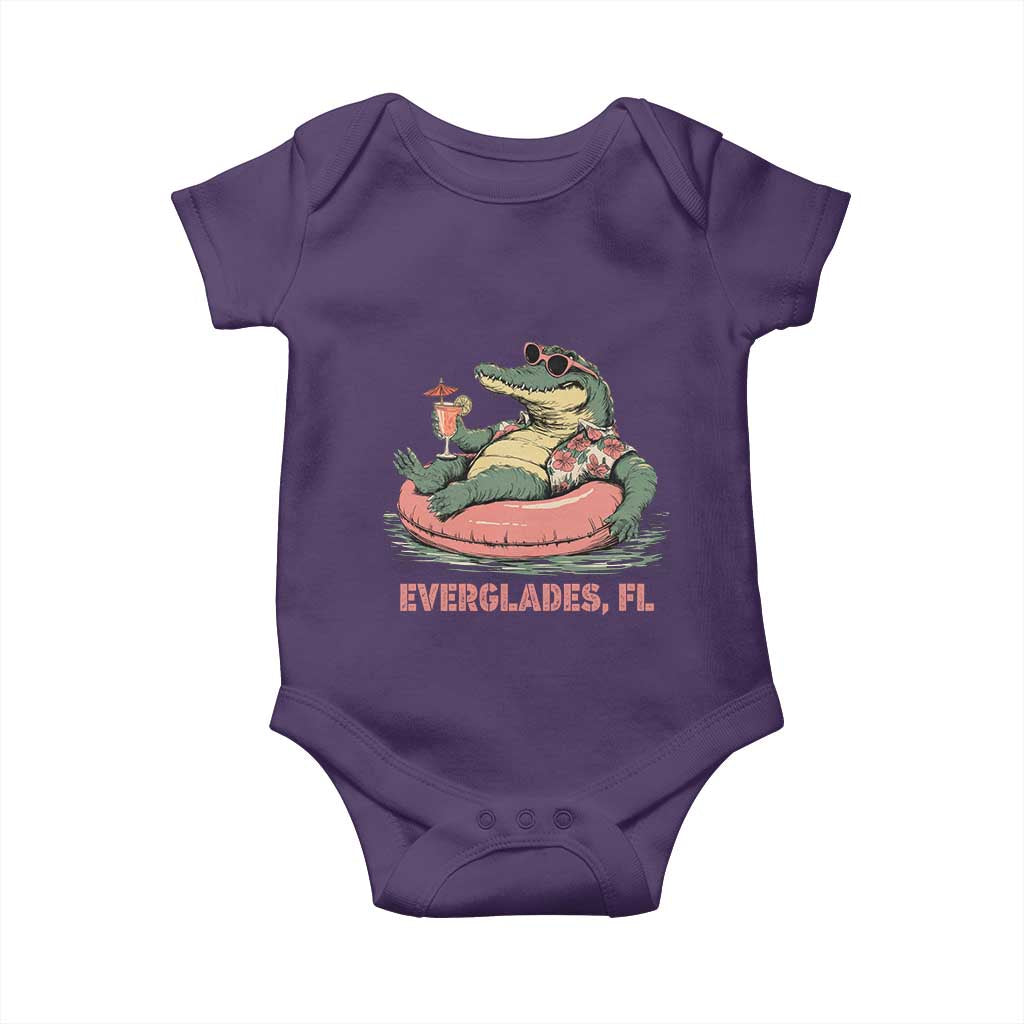 Funny Tropical Alligator Baby Onesie Everglades Florida FL Summer Vibe TS02 Purple Print Your Wear