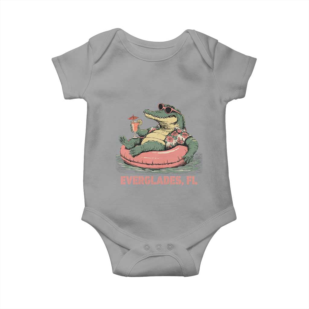 Funny Tropical Alligator Baby Onesie Everglades Florida FL Summer Vibe TS02 Sport Gray Print Your Wear