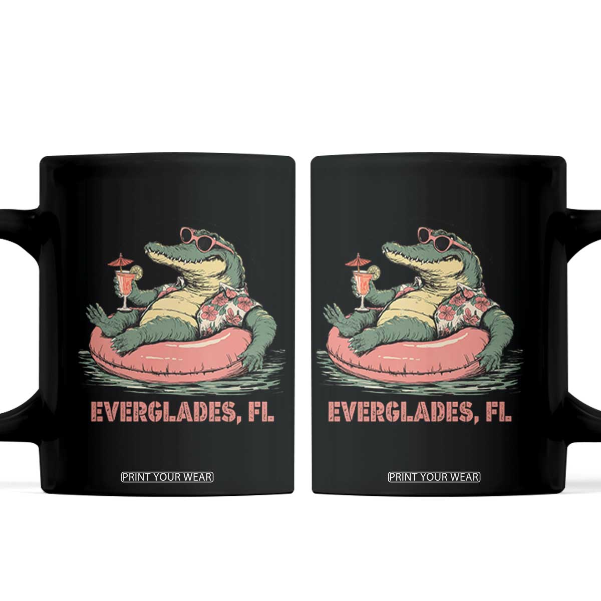 Funny Tropical Alligator Coffee Mug Everglades Florida FL Summer Vibe TS02 Black Print Your Wear