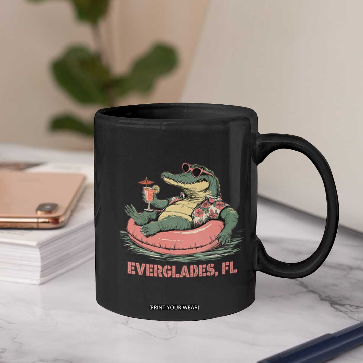 Funny Tropical Alligator Coffee Mug Everglades Florida FL Summer Vibe TS02 Print Your Wear