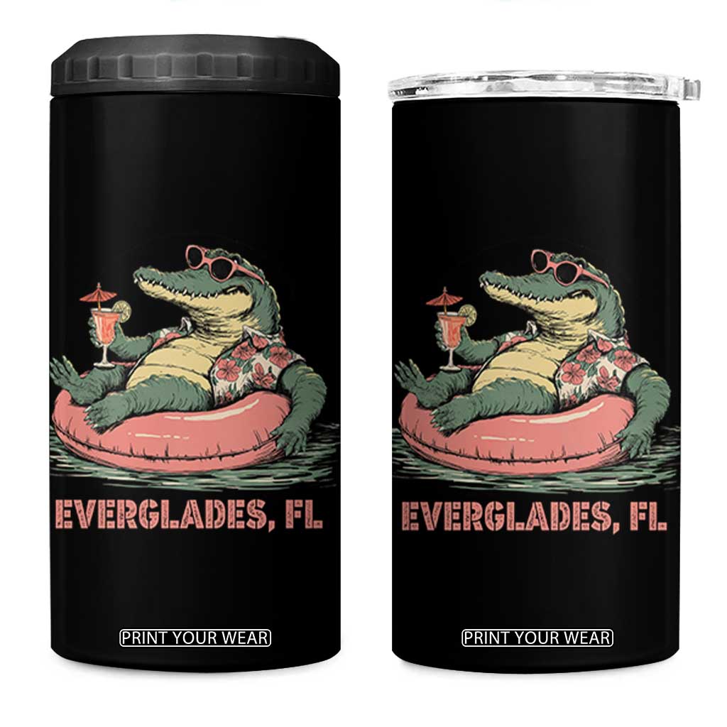 Funny Tropical Alligator 4 in 1 Can Cooler Tumbler Everglades Florida FL Summer Vibe TS02 One Size: 16 oz Black Print Your Wear