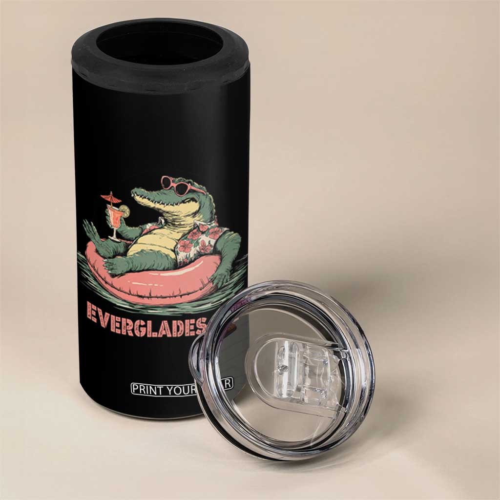 Funny Tropical Alligator 4 in 1 Can Cooler Tumbler Everglades Florida FL Summer Vibe TS02 Print Your Wear