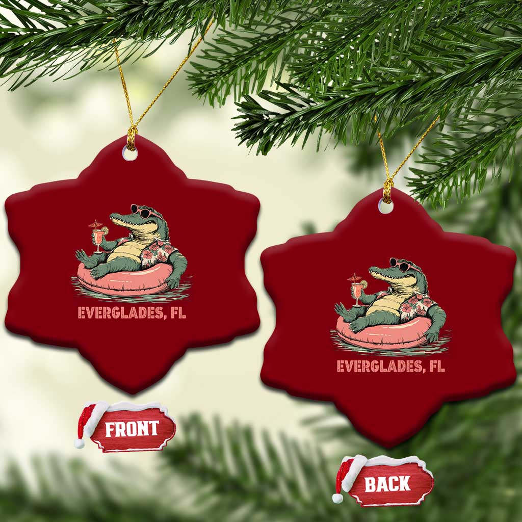 Funny Tropical Alligator Ceramic Ornament Everglades Florida FL Summer Vibe TS02 Print Your Wear