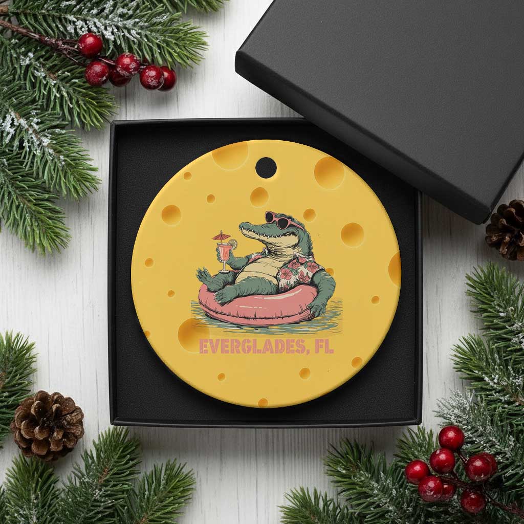Funny Tropical Alligator Ceramic Ornament Everglades Florida FL Summer Vibe TS02 1pc Yellow Cheese Print Your Wear