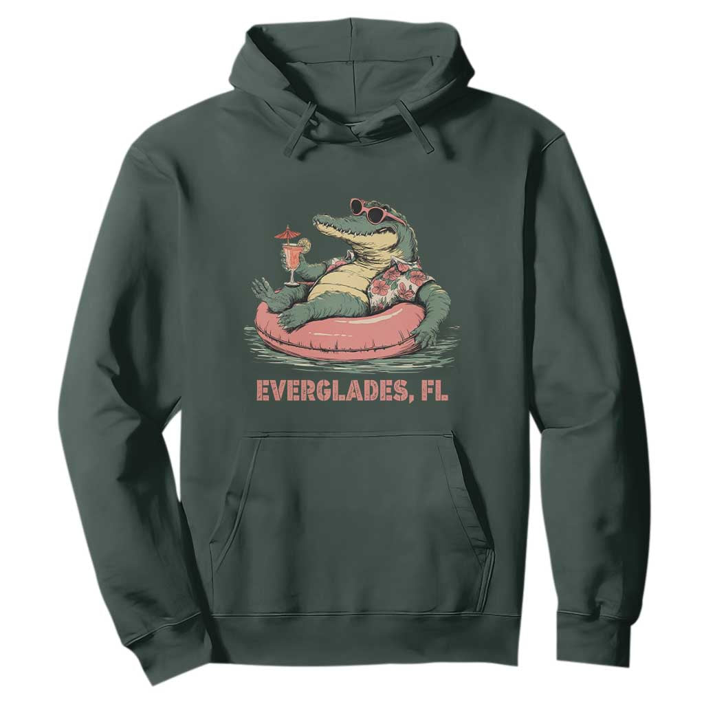 Funny Tropical Alligator Hoodie Everglades Florida FL Summer Vibe TS02 Dark Forest Green Print Your Wear