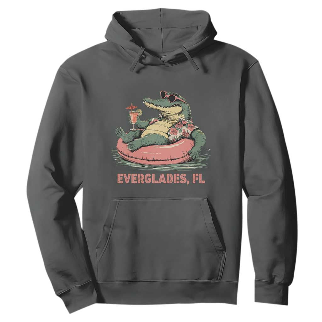 Funny Tropical Alligator Hoodie Everglades Florida FL Summer Vibe TS02 Dark Heather Print Your Wear