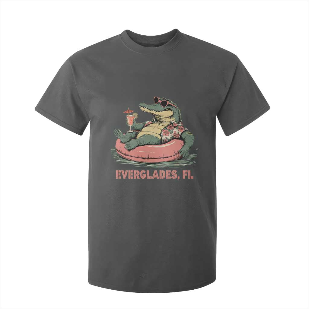 Funny Tropical Alligator T Shirt For Kid Everglades Florida FL Summer Vibe TS02 Dark Heather Print Your Wear