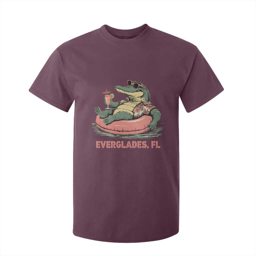 Funny Tropical Alligator T Shirt For Kid Everglades Florida FL Summer Vibe TS02 Maroon Print Your Wear