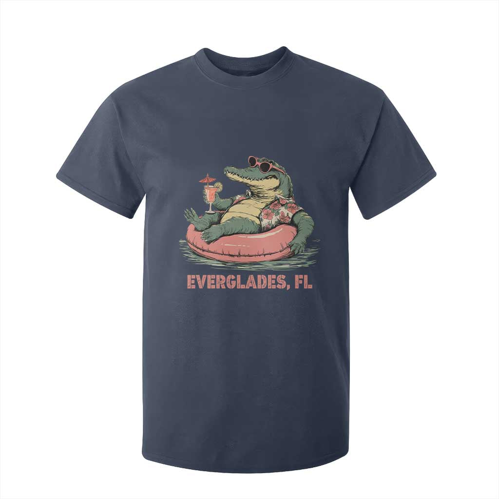 Funny Tropical Alligator T Shirt For Kid Everglades Florida FL Summer Vibe TS02 Navy Print Your Wear