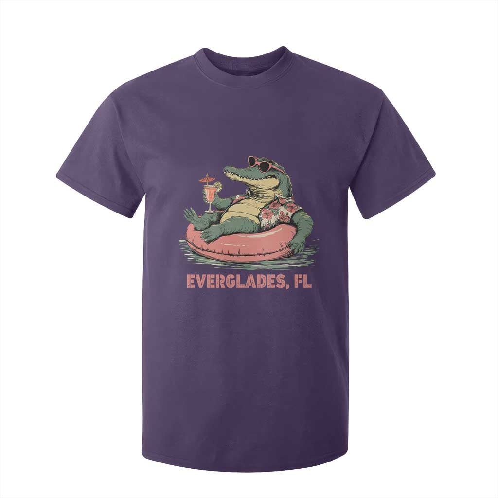 Funny Tropical Alligator T Shirt For Kid Everglades Florida FL Summer Vibe TS02 Purple Print Your Wear