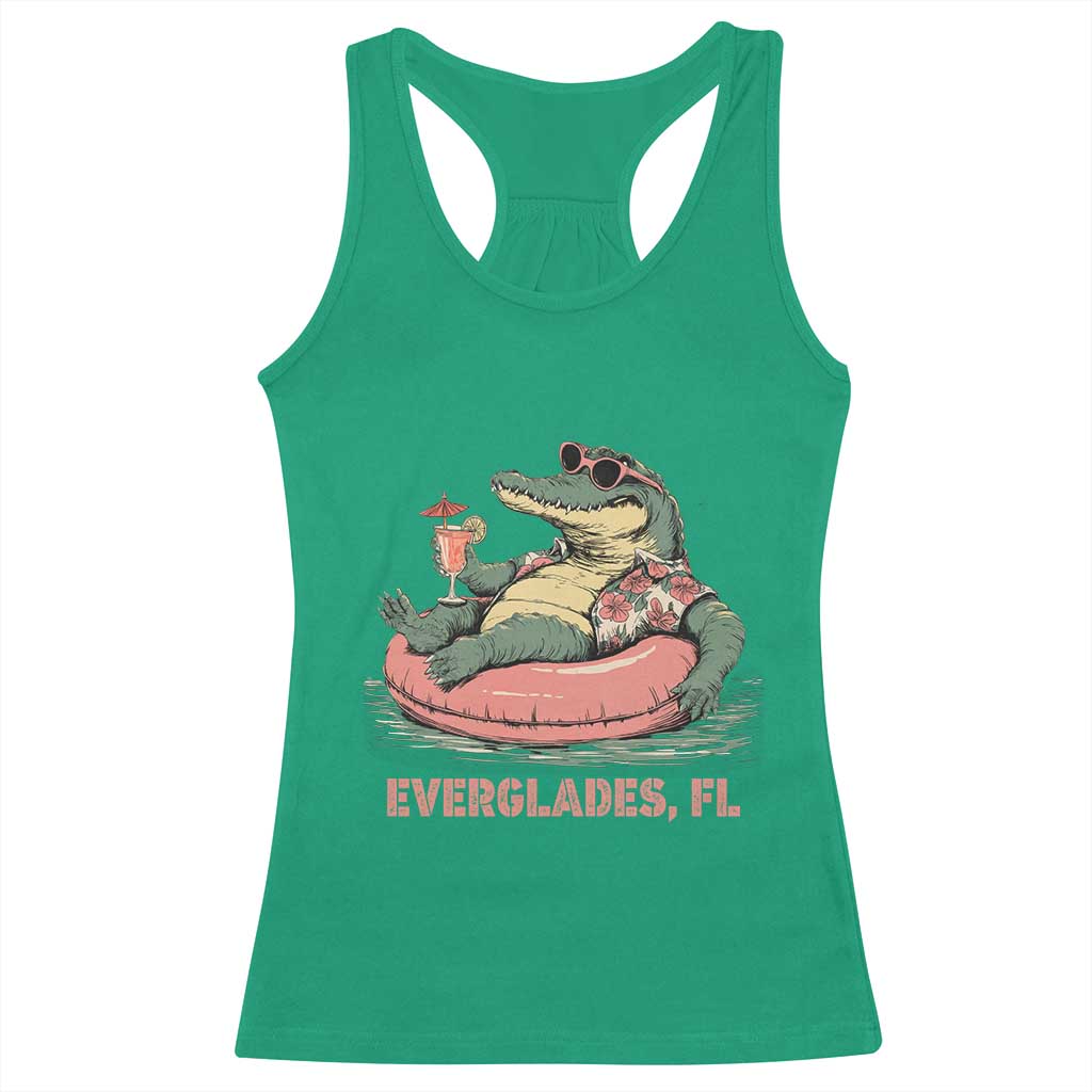 Funny Tropical Alligator Racerback Tank Top Everglades Florida FL Summer Vibe TS02 Irish Green Print Your Wear