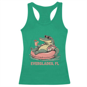 Funny Tropical Alligator Racerback Tank Top Everglades Florida FL Summer Vibe TS02 Irish Green Print Your Wear