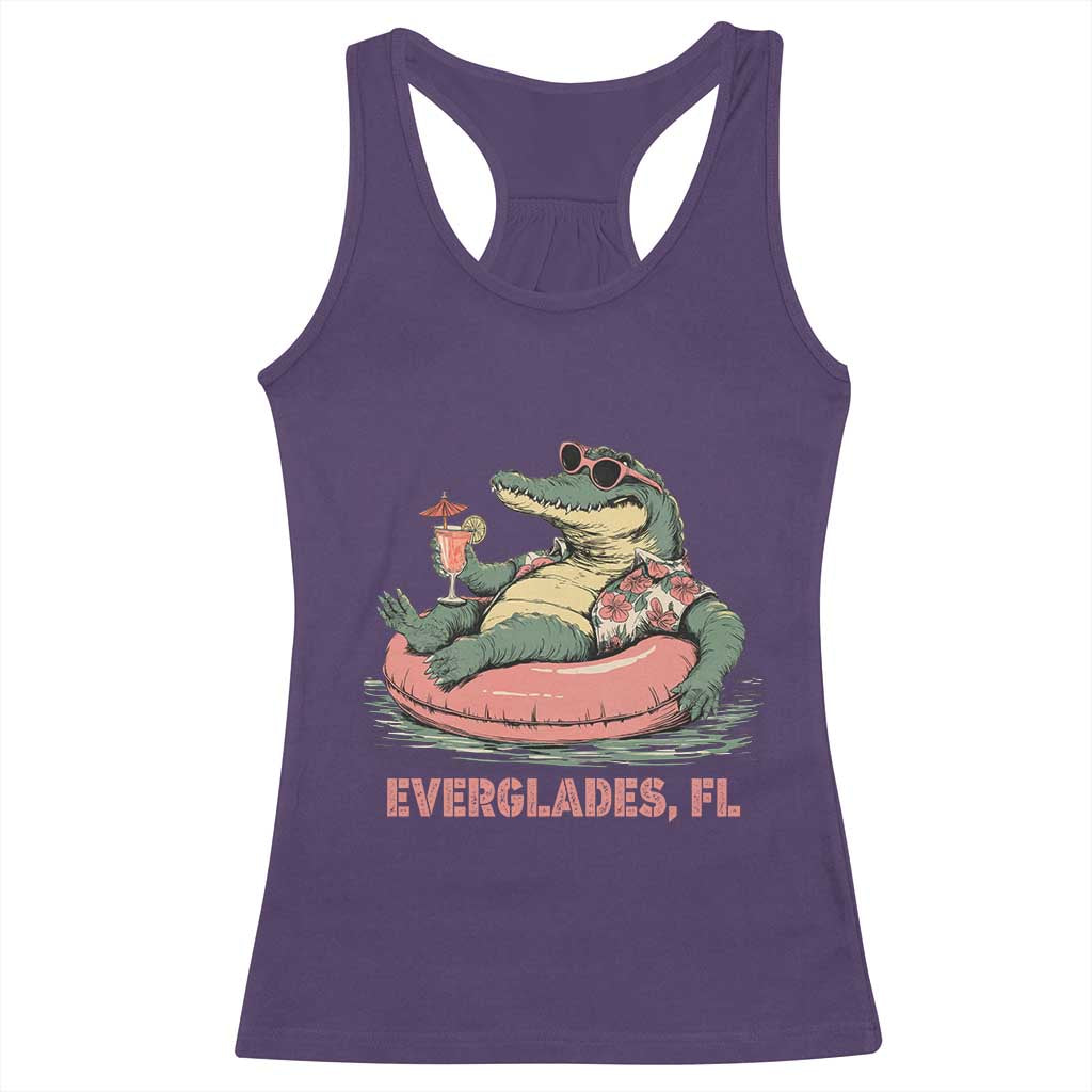 Funny Tropical Alligator Racerback Tank Top Everglades Florida FL Summer Vibe TS02 Purple Print Your Wear