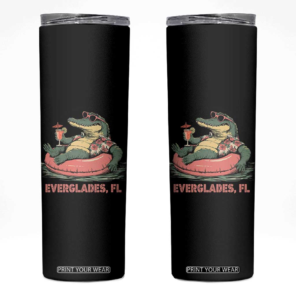 Funny Tropical Alligator Skinny Tumbler Everglades Florida FL Summer Vibe TS02 Black Print Your Wear