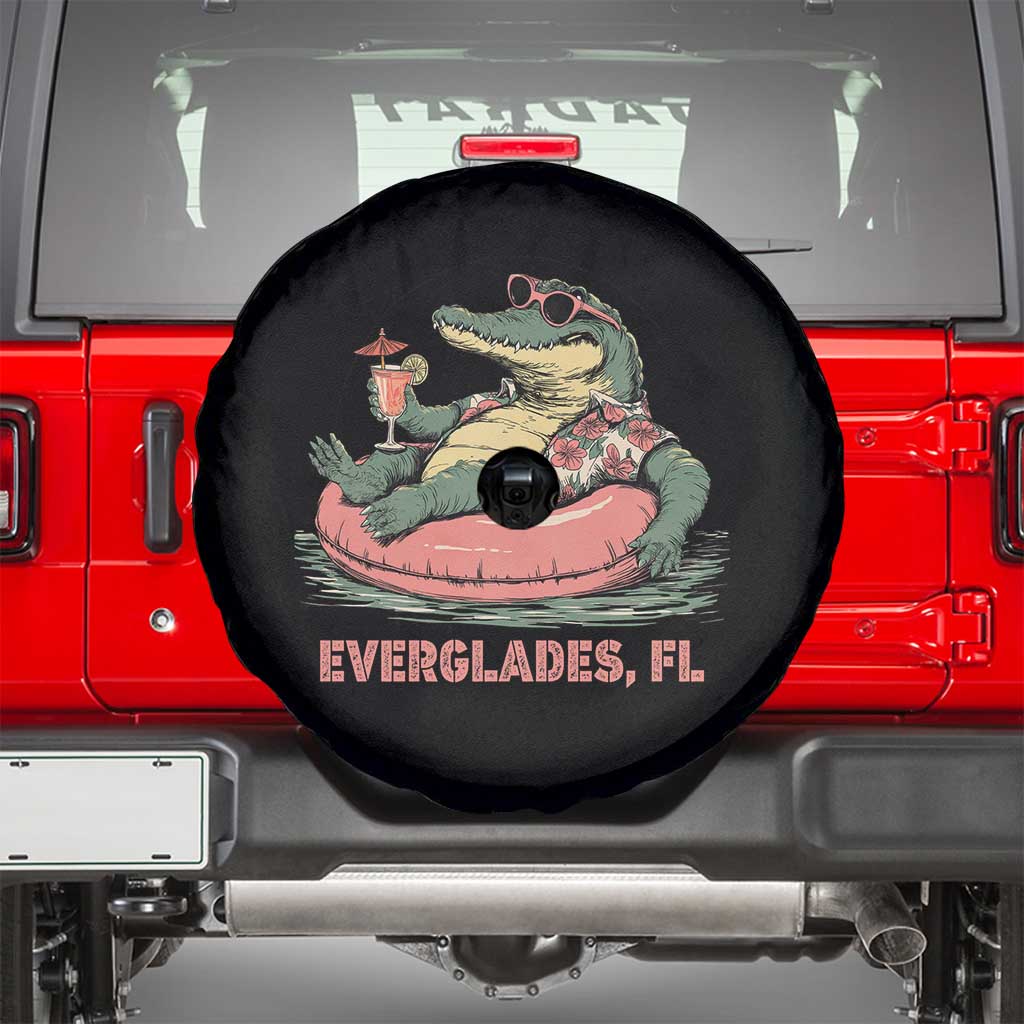 Funny Tropical Alligator Spare Tire Cover Everglades Florida FL Summer Vibe TS02 Black Print Your Wear
