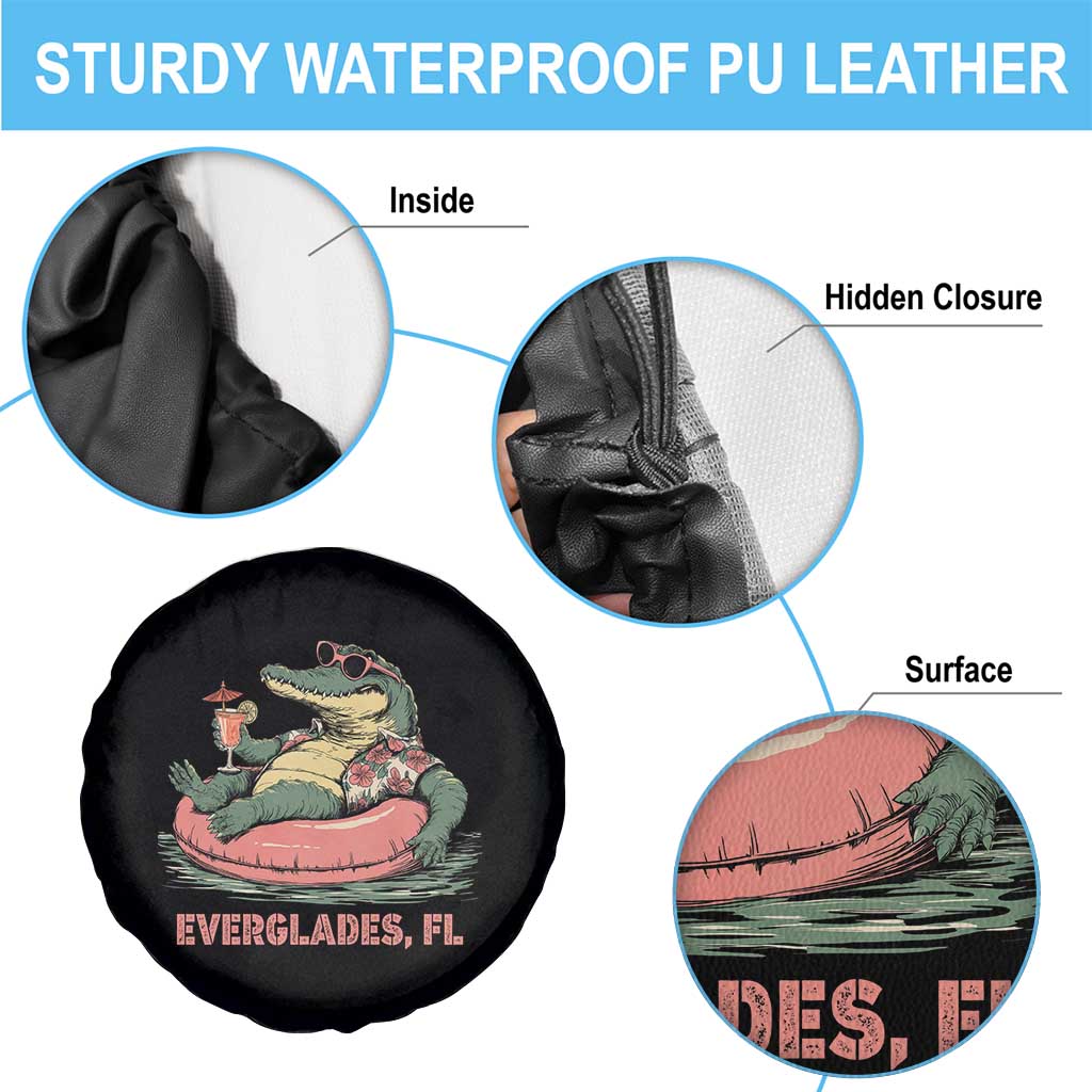 Funny Tropical Alligator Spare Tire Cover Everglades Florida FL Summer Vibe TS02 Print Your Wear