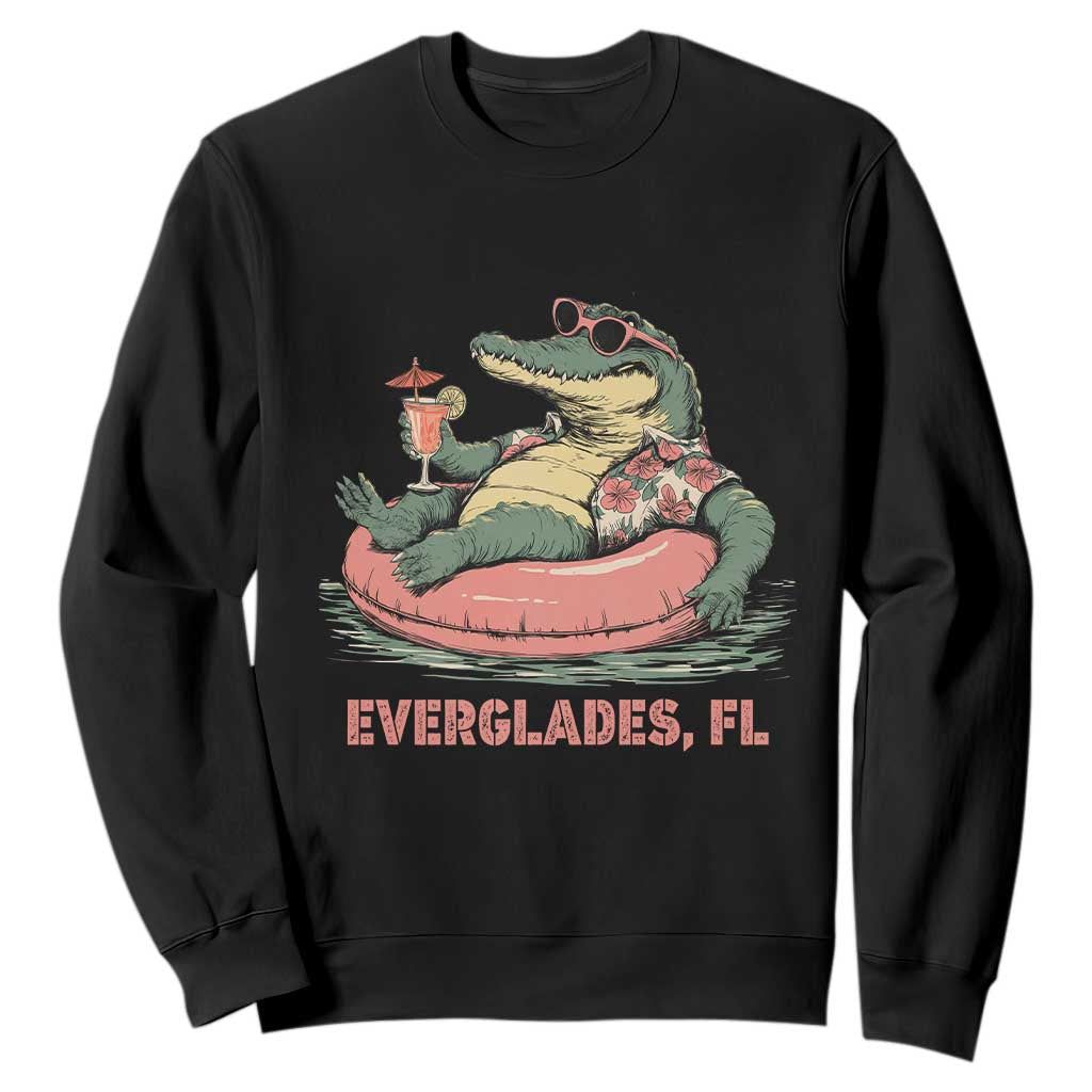 Funny Tropical Alligator Sweatshirt Everglades Florida FL Summer Vibe TS02 Black Print Your Wear