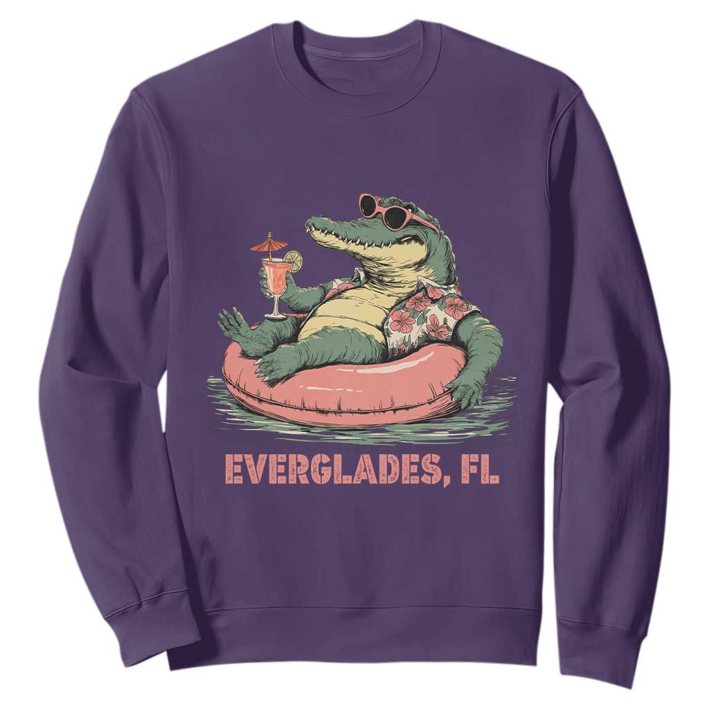 Funny Tropical Alligator Sweatshirt Everglades Florida FL Summer Vibe TS02 Purple Print Your Wear