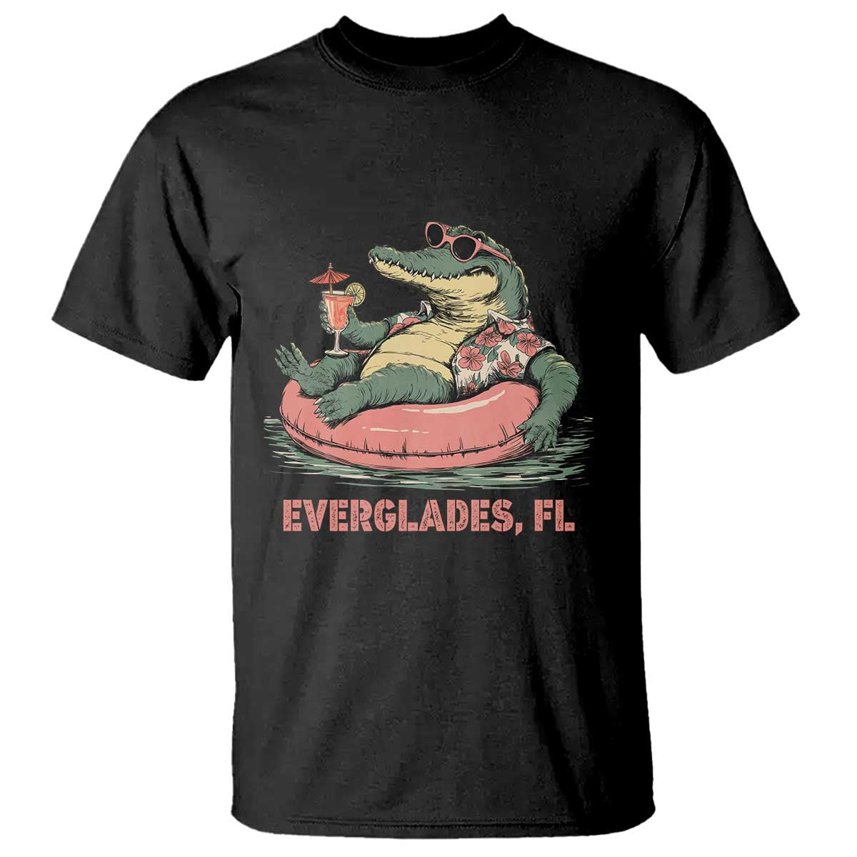 Funny Tropical Alligator T Shirt Everglades Florida FL Summer Vibe TS02 Black Print Your Wear