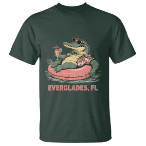 Funny Tropical Alligator T Shirt Everglades Florida FL Summer Vibe TS02 Dark Forest Green Print Your Wear