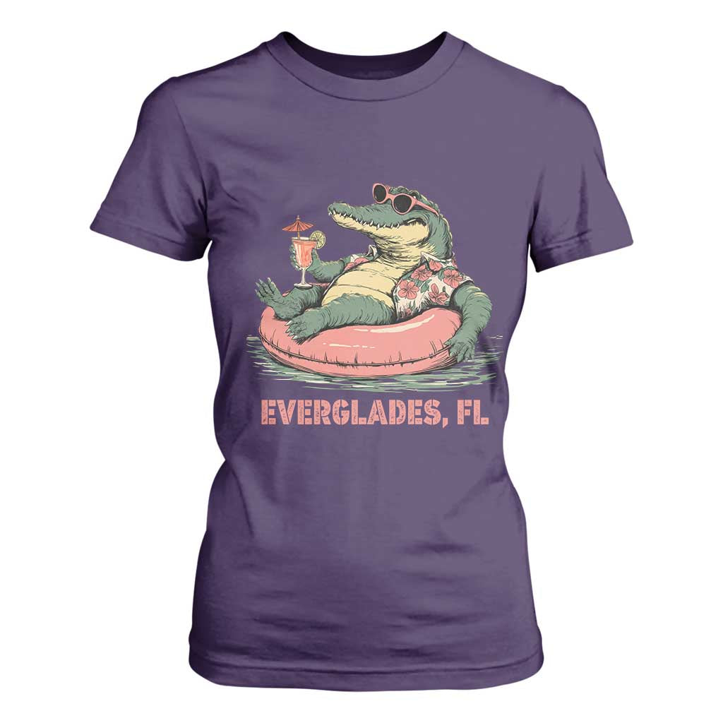 Funny Tropical Alligator T Shirt For Women Everglades Florida FL Summer Vibe TS02 Purple Print Your Wear