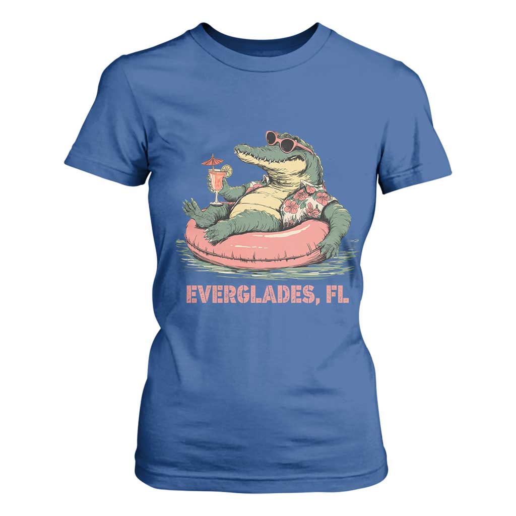 Funny Tropical Alligator T Shirt For Women Everglades Florida FL Summer Vibe TS02 Royal Blue Print Your Wear
