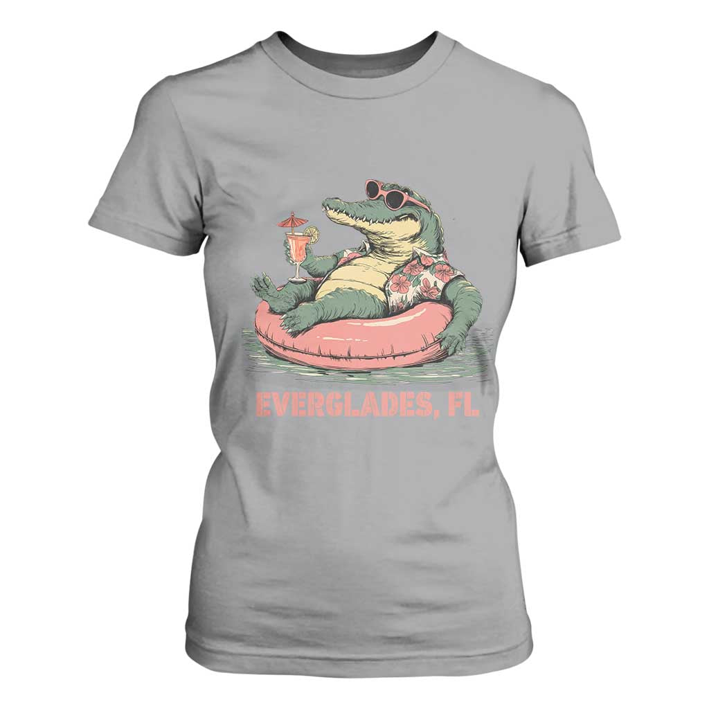 Funny Tropical Alligator T Shirt For Women Everglades Florida FL Summer Vibe TS02 Sport Gray Print Your Wear