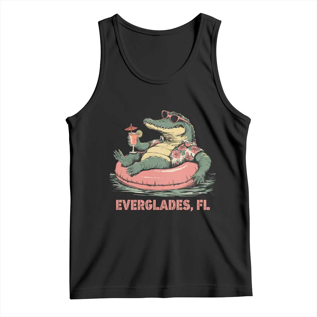 Funny Tropical Alligator Tank Top Everglades Florida FL Summer Vibe TS02 Black Print Your Wear