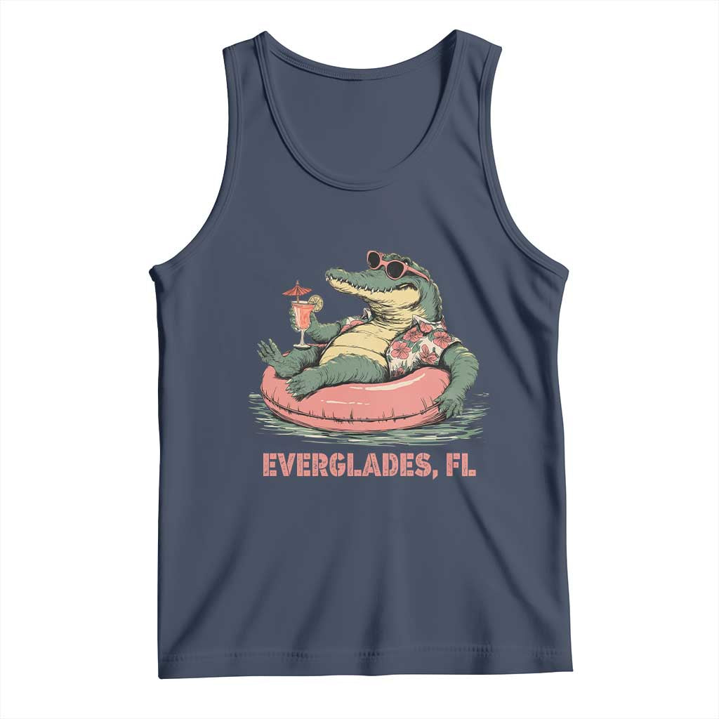 Funny Tropical Alligator Tank Top Everglades Florida FL Summer Vibe TS02 Navy Print Your Wear