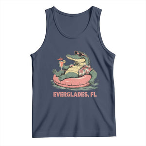 Funny Tropical Alligator Tank Top Everglades Florida FL Summer Vibe TS02 Navy Print Your Wear