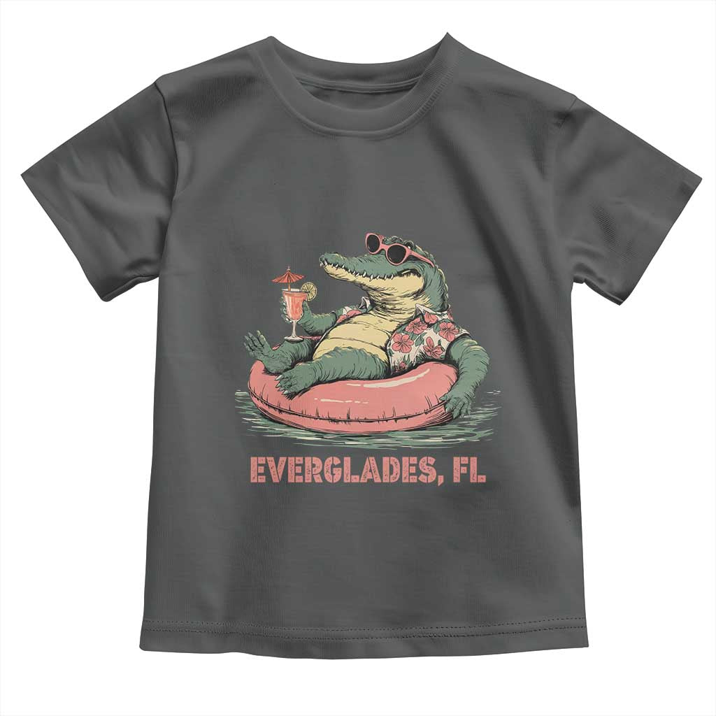 Funny Tropical Alligator Toddler T Shirt Everglades Florida FL Summer Vibe TS02 Dark Heather Print Your Wear