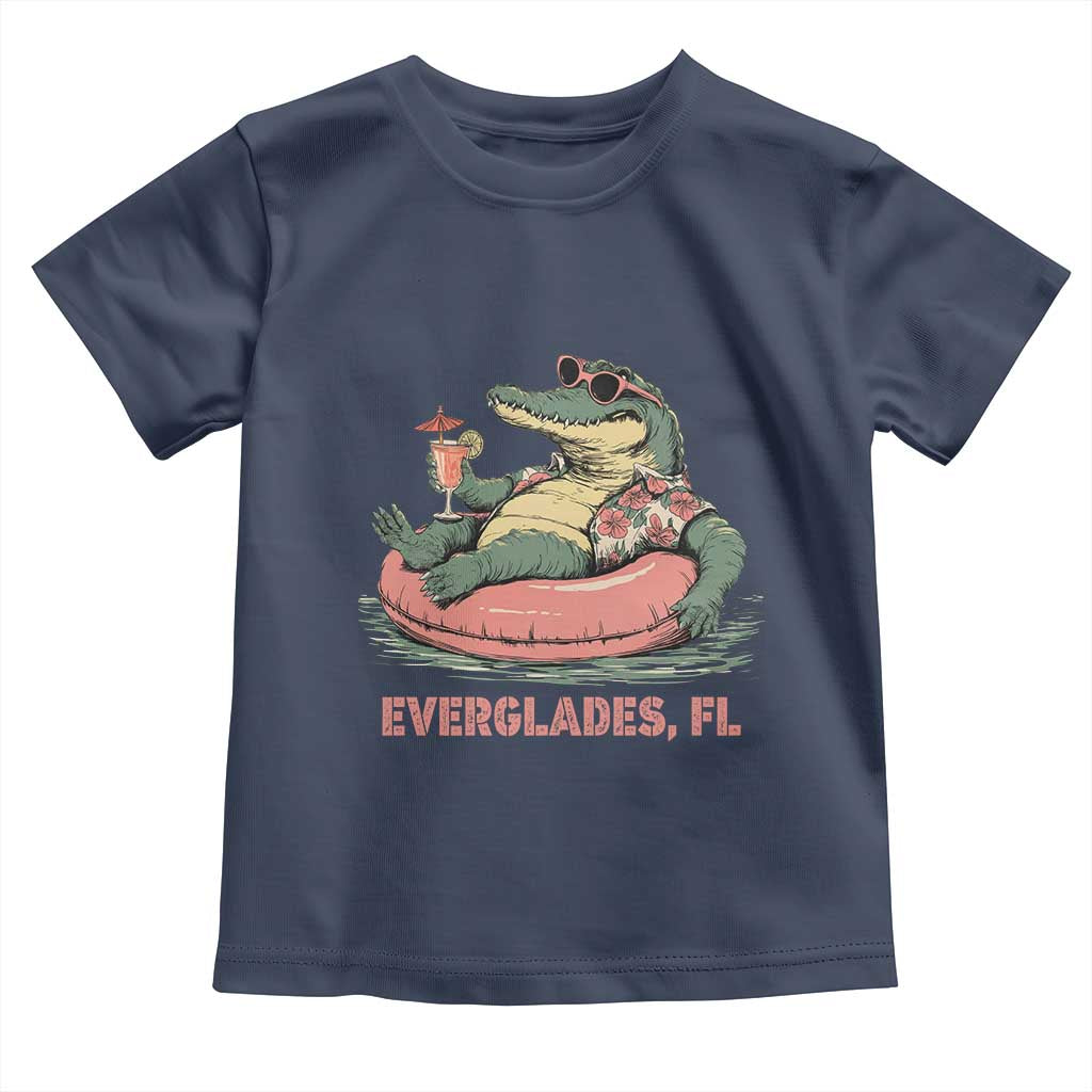 Funny Tropical Alligator Toddler T Shirt Everglades Florida FL Summer Vibe TS02 Navy Print Your Wear